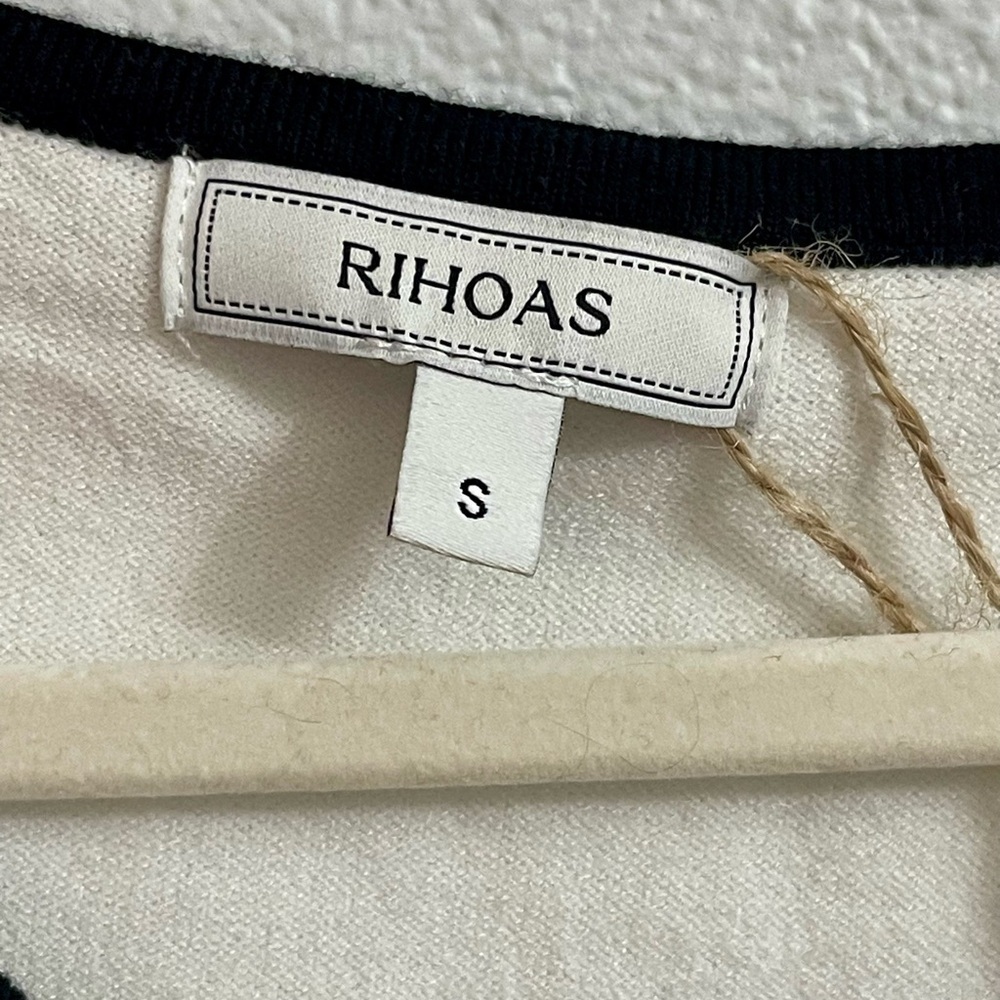 RIHOAS White and Black Trim Pleated Skirt Sweater Midi Dress Size Small NWT - Picture 3 of 8